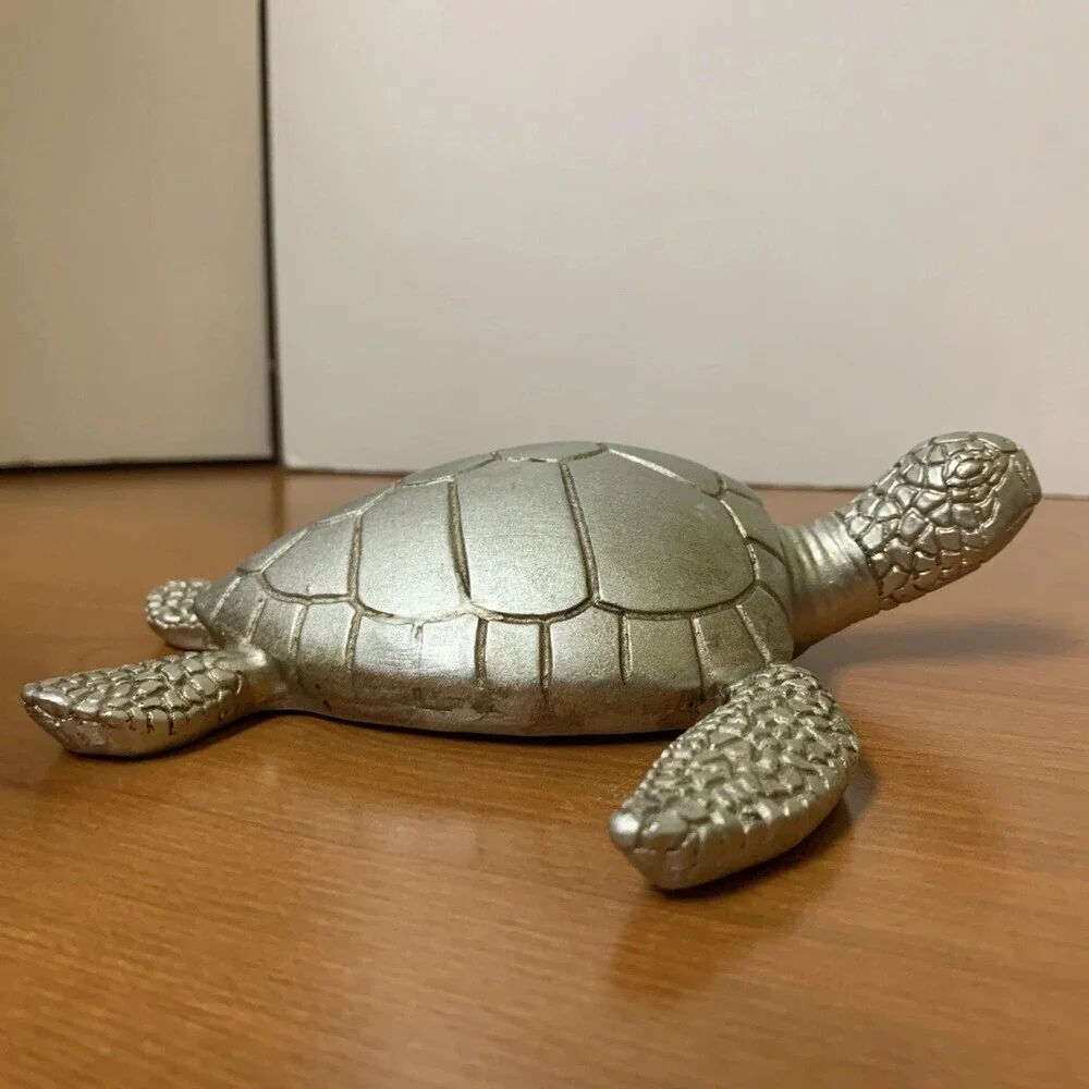 Coastal Turtle Wall Hanger Silver Colored Resin Approx 7”x7”